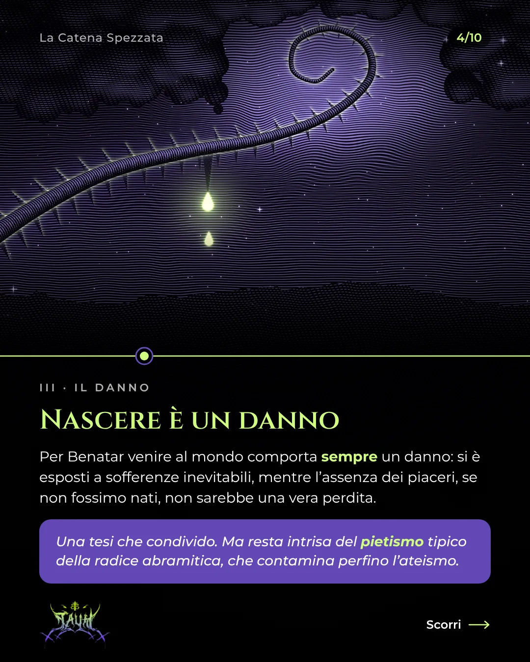 Tavola 4 di 10: Nascere è un danno