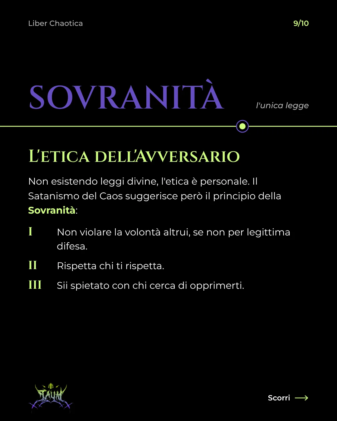 Tavola 9 di 10: L'etica dell'Avversario
