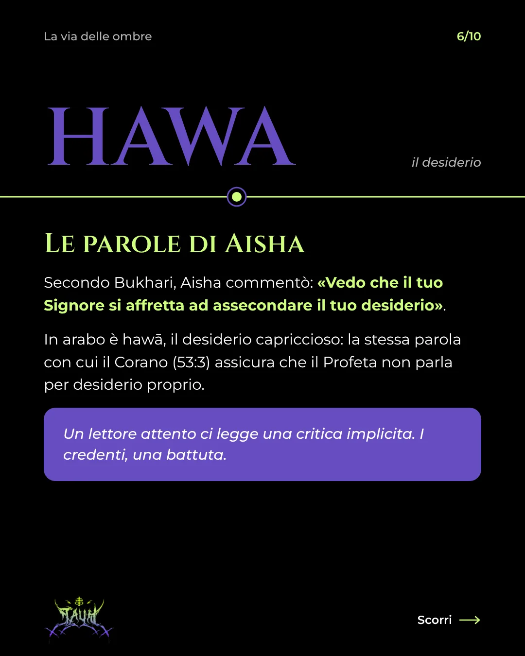 Tavola 6 di 10: Le parole di Aisha